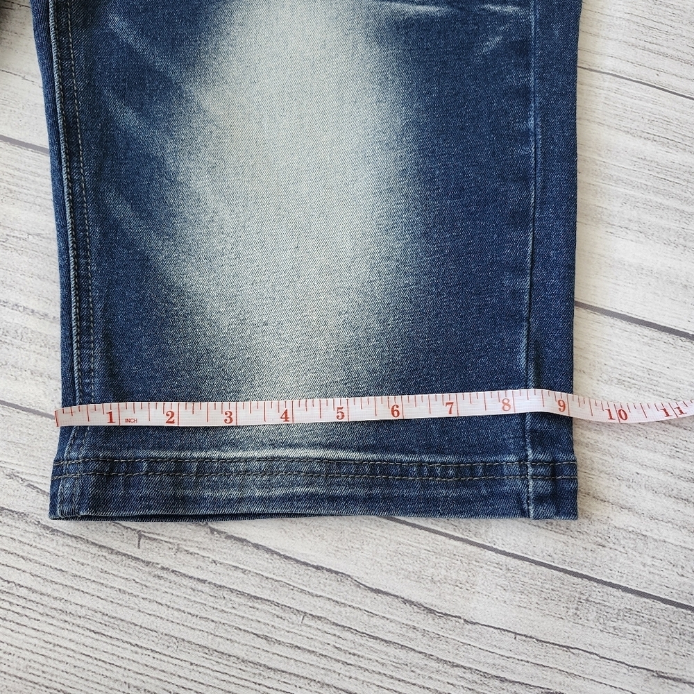 Men's Stretch Blue Denim Shorts Skinny Fit - Picture 5 of 10
